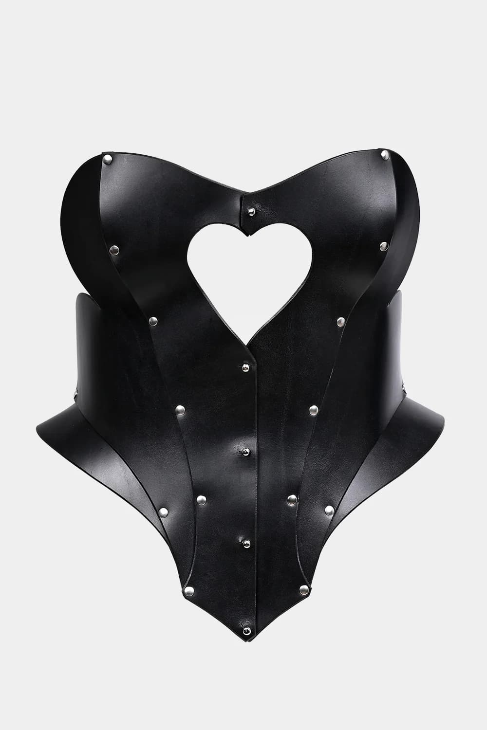 Corset Cœur ICHOR en cuir noir, détouré.